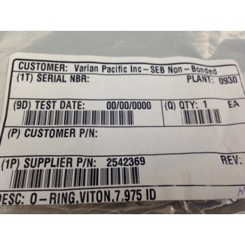 Varian 2542369 O-RING VITON 7.975 in ID
